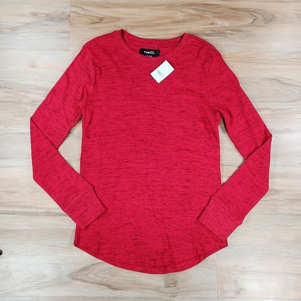 🔸️NWT Red & Black Marled Thermal Knit Long Sleeve Top Men's Small